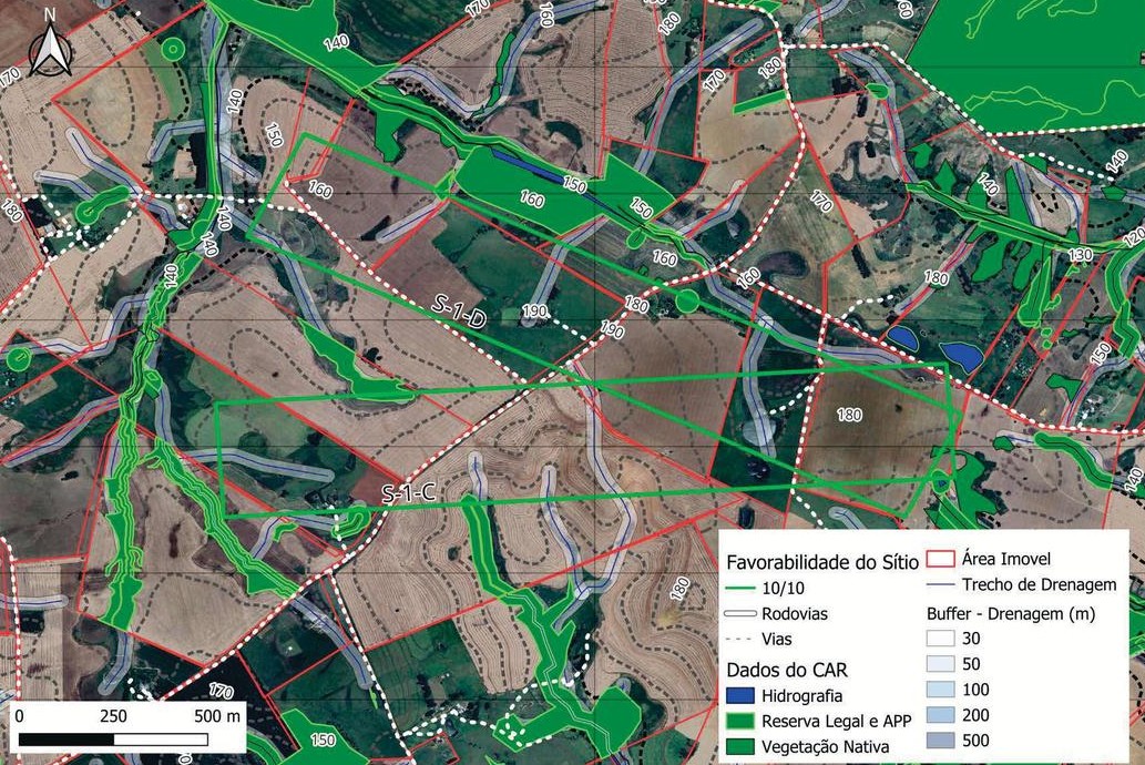 Mapa técnico dos sítios S-1-C e S-1-D